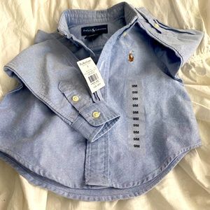 Ralph Lauren baby 9M button down blue Oxford NWT
